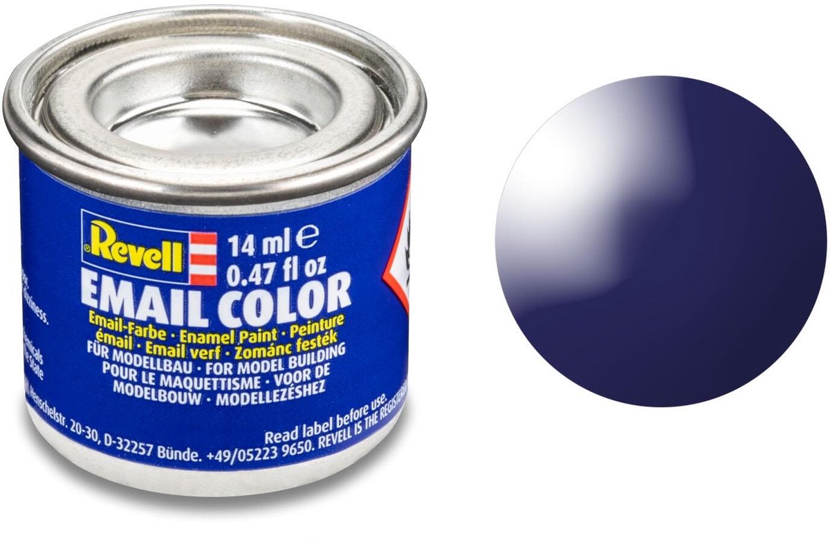 Revell Hobbyverf Enamel verf - #54 Night Blue - Gloss - RAL5022 - Enamel - Verf potje - 14 ml