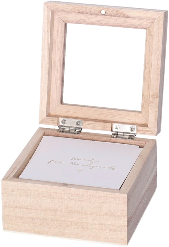 Gastenboek/huwelijksadvies box - Bruiloft - incl. 100 wensbriefjes - hout/wit - 10 x 6 cm