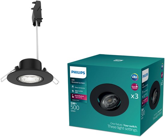 Philips - Plafonnier à intensité variable COINER LED/24W/230V 2700K noir