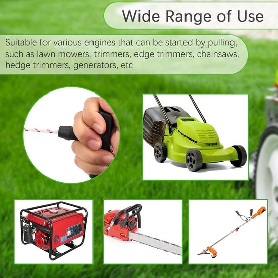 3,5 mm grasmaaier trekkoord 10 m trekkoord voor benzine grasmaaier met 4 stuks trekkoord handvat terugslag starter touw vervanging universele motor starter voor benzine grasmaaier kettingzaag van Merkloos	 — afbeelding 3