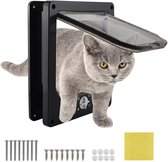 MAGICSHE Kattenluik Zwart met Tunnel en 4 Vergrendelingsstanden - Kattendeur binnendeur 19,5 x 22 cm, Kattenflap Deurframe 29,5 x 25 x 5,5 cm - voor Honden, Kat - XL