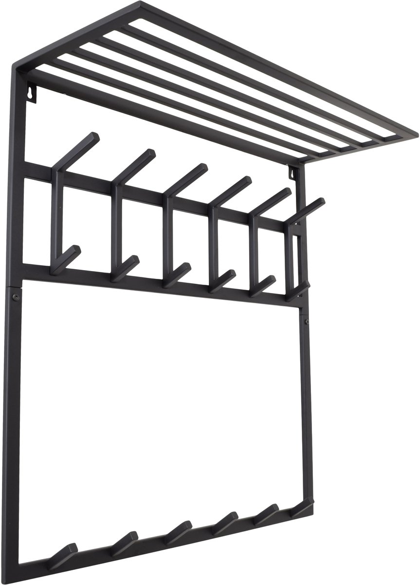 LOFT42 Kapstok Jaimy - Zwart – Metaal – 6 dubbele haken - 80x80x30