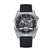 Heritor Automatic Amadeus Semi-Skelet leren band horloge - Zilver/Zwart