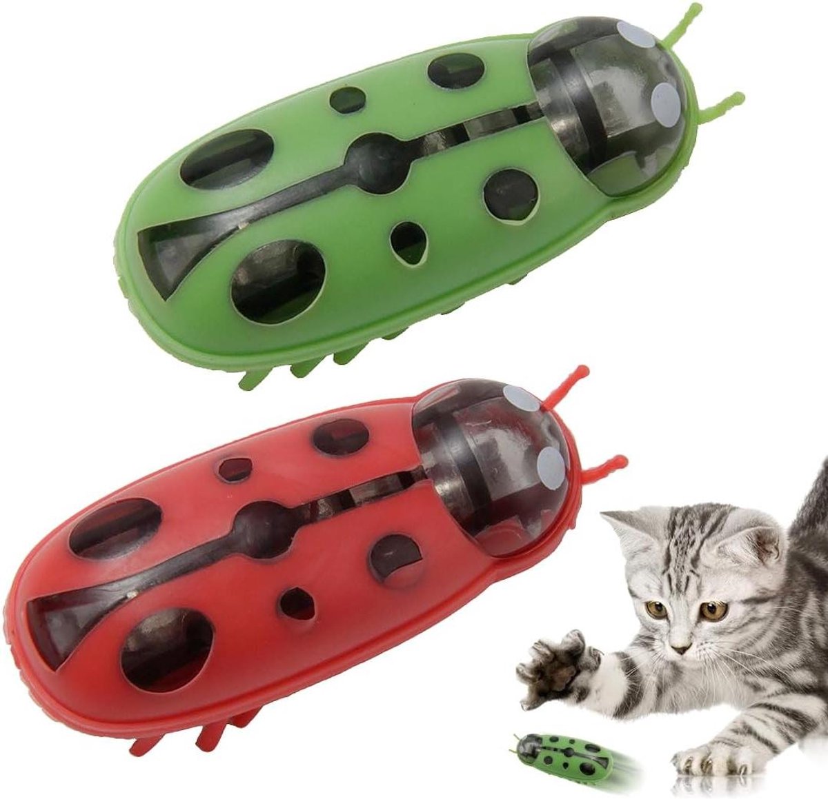 2 stuks mini-kevers interactief kattenspeelgoed elektrisch voor katten kittentraining Meerkleurig A