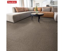 FLOORDIREKT Tapijttegels Bern - 1 Stuk - 50cmx50cm - Tegels Tapijten - Robuust Tapijt - Vloertegels met Antislip Vinylrug - Beige