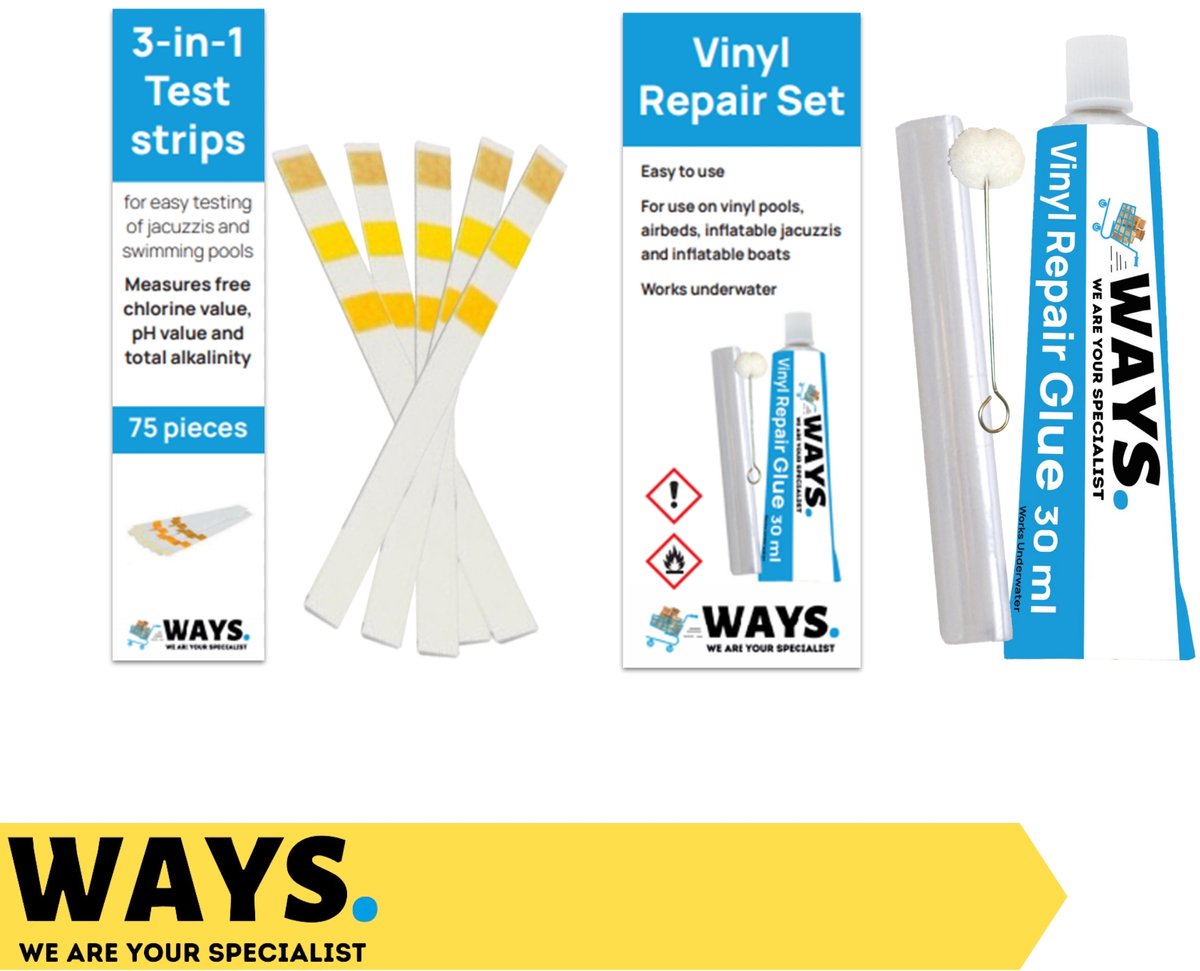 WAYS Zwembad Onderhoudspakket Large Deluxe Plus - Voor zwembaden vanaf 25.000 liter - Complete set met pH+, Chloor & Thermometer – foto 2