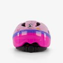 Achterkant van roze Minnie Mouse helm met paarse en roze band. Verstelbare hoofdband.