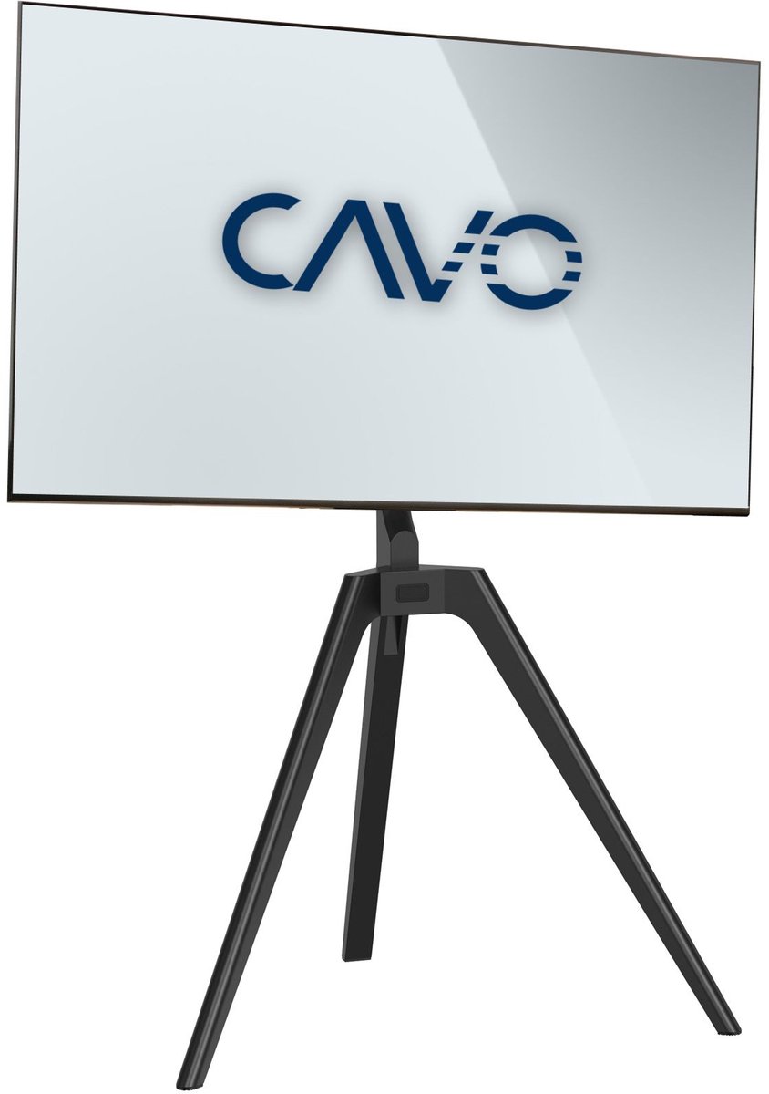 CAVO TV Ezel voor 45 tot 65 inch schermen tot 40 kg, Walnoot zwart gelakt, Max VESA 400 x 400 mm Draaibare universele houder voor platte & gebogen TV & Monitor