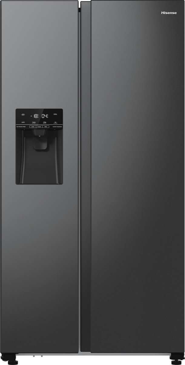 Hisense RS5P535NTFE vrijstaande side-by-side koelkast blacksteel zuinig energieklasse E | .