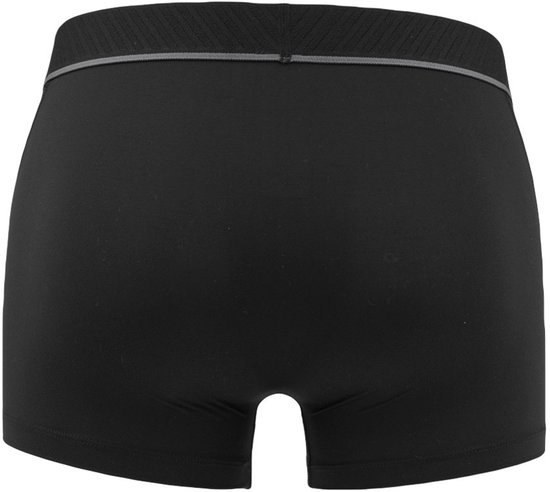 Achterkant van zwarte Adidas boxershorts met grijze tailleband.