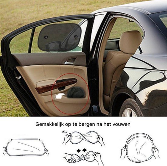 Auto zijruit zonneklep - Mesh zonneklep - 2 stuks - 44x36cm - Blokkeert schadelijke UV-stralen - Warmte-isolatie - Geschikt voor baby's, kinderen en huisdieren - Supersterke zuignap - Auto zijruit zonneklep van SmartProTECT — afbeelding 4