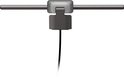 De zilverkleurige BenQ ScreenBar Halo monitorlamp, zijaanzicht.