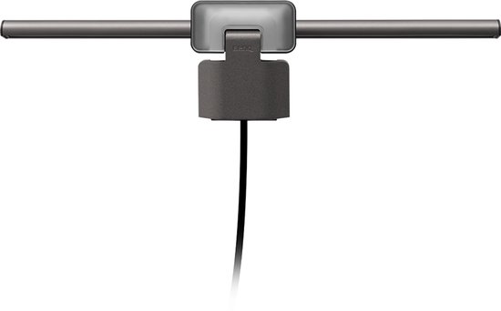 De zilverkleurige BenQ ScreenBar Halo monitorlamp, zijaanzicht.