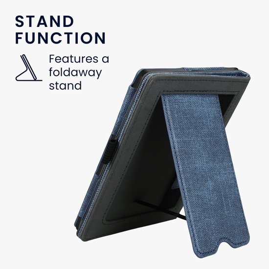 kwmobile hoes voor e-reader geschikt voor Kobo Aura Edition 1 - Cover met standaard in donkerblauw / donkergrijs - Kunstleer van Merkloos — afbeelding 2