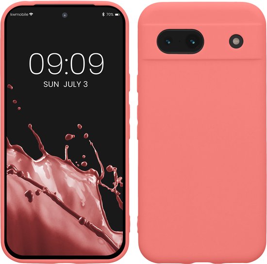 Coque kwmobile compatible avec Google Pixel 8a - Coque pour smartphone - Découpe précise de l'appareil photo - Couleur corail pastel