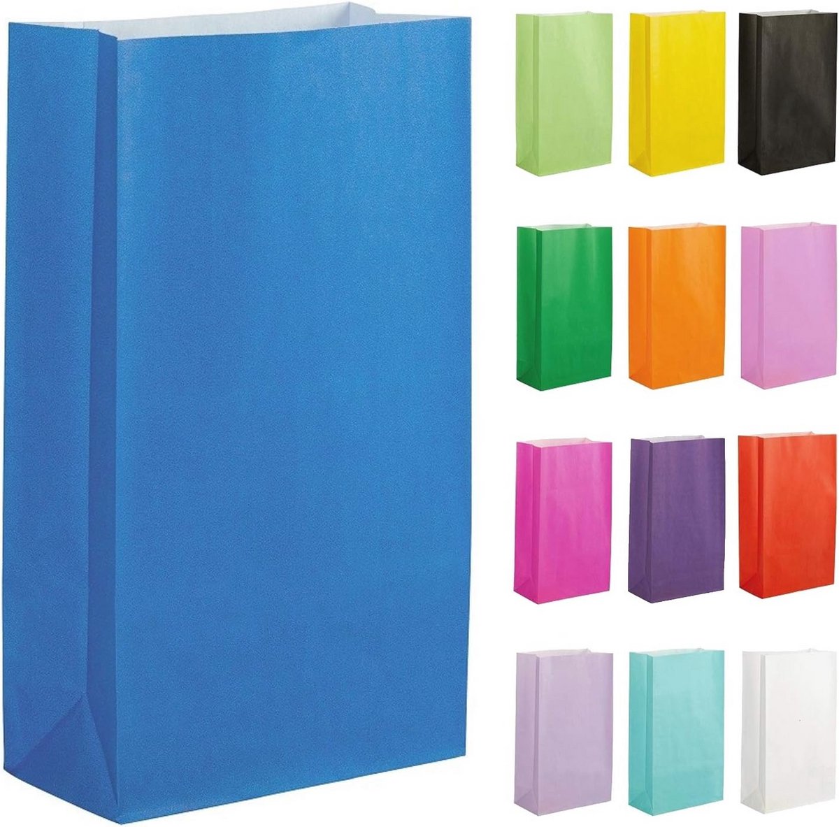 15 Papieren Zakjes voor Feestjes - Blauw - 140x245x70mm