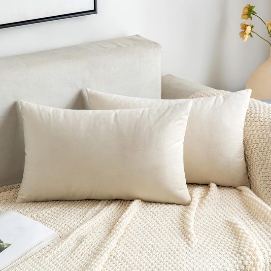 MIULEE Corduroy kussenhoezen 45 x 45 cm, beige gestreept patroon patchwork ontwerp gestreepte boho decoratieve kussenhoezen vierkante kussenhoezen sierkussen voor bank, woonkamer en slaapkamer, set