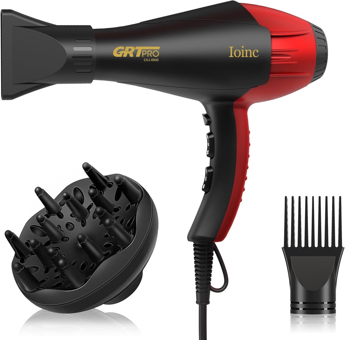 Haardroger met Ionenfunctie 2400W - Professionele Föhn met Diffuser, 3 Temperatuur- en 2 Snelheidsinstellingen voor Glad en Glanzend Haar