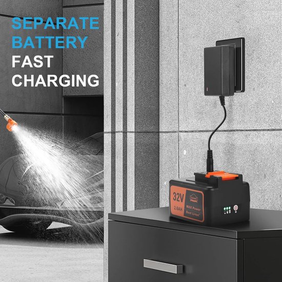 Draagbare hogedrukreiniger met 2,6 Ah accu - 6-in-1 sproeiers voor auto, tuin en terras — afbeelding 5