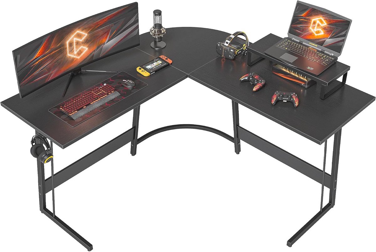 Hoekbureau Gamingtafel 120x120 cm met Monitorstandaard – Ergonomisch en Ruimtelijk