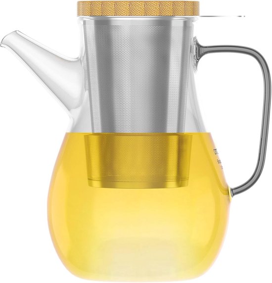 glazen theepot met zeef, 1300 ml, Borosilicaatglas, glazen kan en