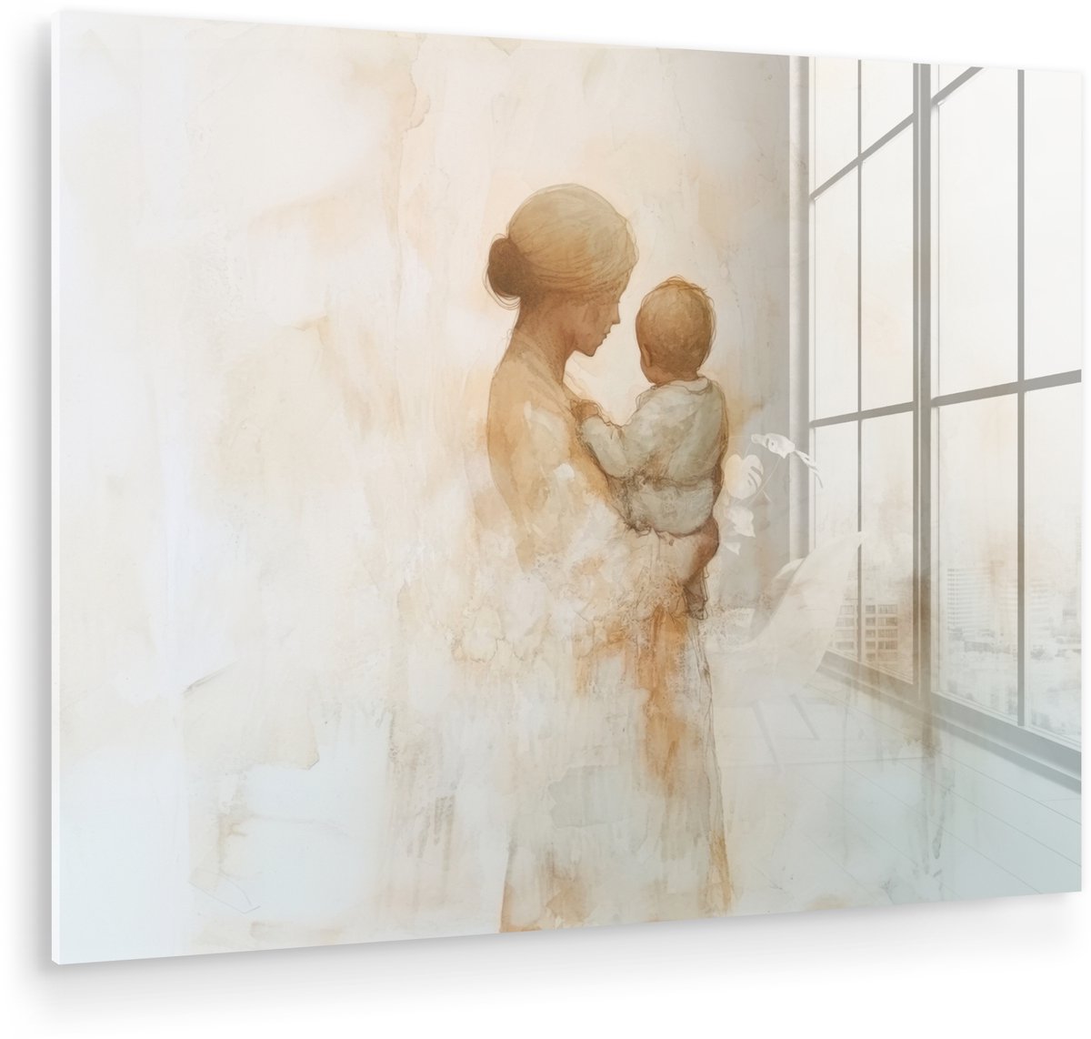 Kind - Moeder - Waterverfschilderij
