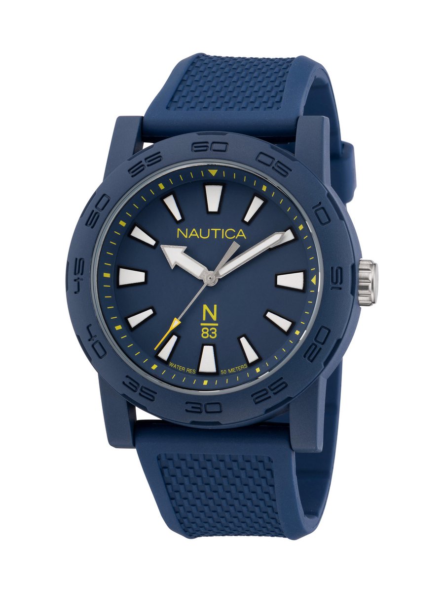 Nautica N83 Gents Watch Kwarts Analoog Horloge Blauw Kast: 100% Keramiek | Armband: 100% Vezels 43 NAPATF202, NAPATF203