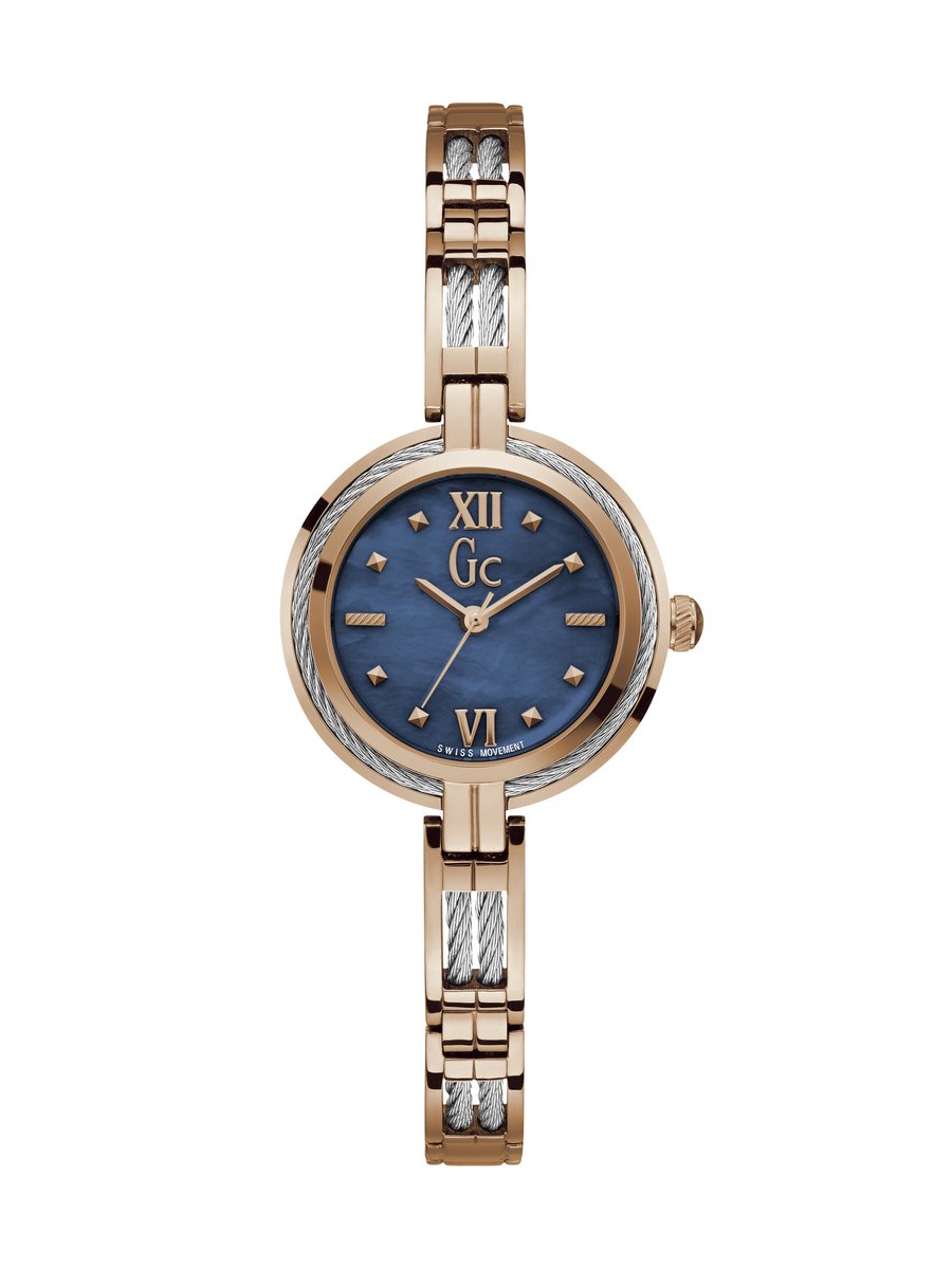 Gc Gc Cablebijou Kwarts Analoog Horloge Zilver En Blauw Kast: 100% Roestvrij Staal | Armband: 100% Roestvrij Staal 30 Y45002L7MF