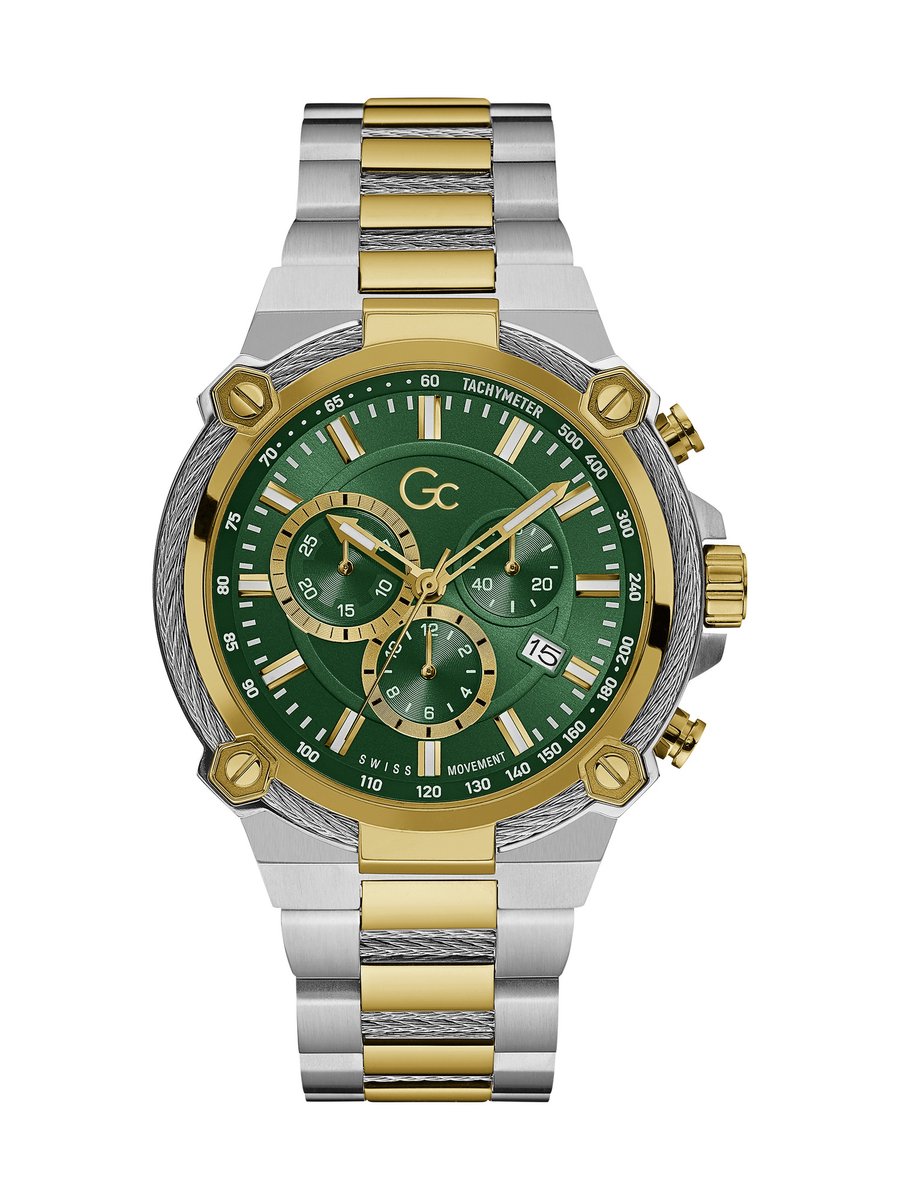 Gc Gc Cableforce Quartz Chronograph Watch Zilver Geel Goud Case: 100% Stainless Steel | Armband: 100% Stainless Steel 44 Y24014G9MF