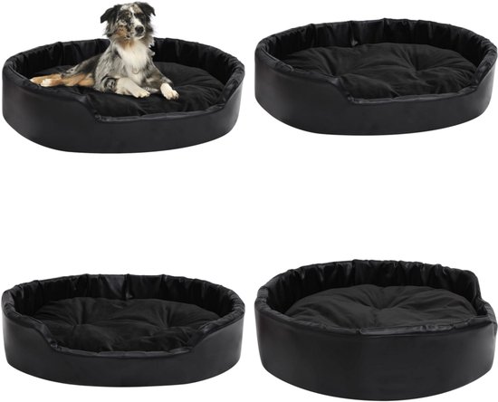 VDXL Hondenmand 90x79x20 cm pluche en kunstleer zwart