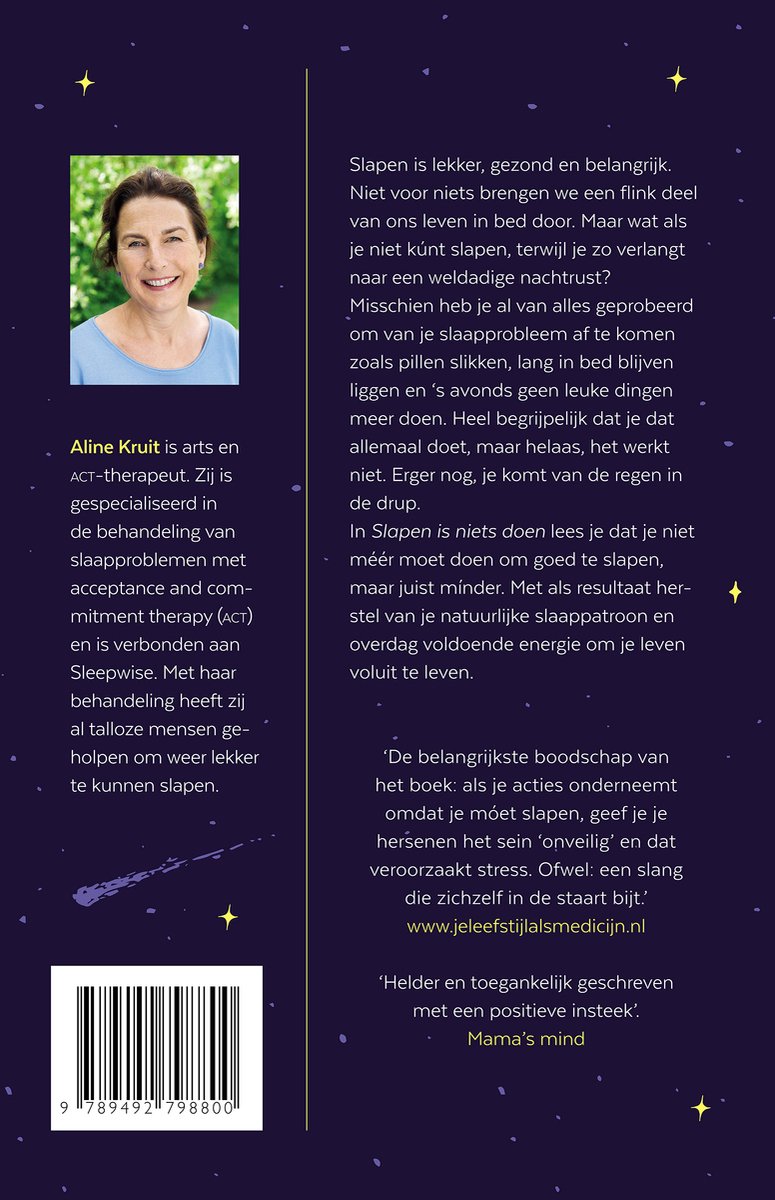 Portret van Aline Kruijt, auteur van 'Slapen is niets doen', met een uitleg over haar expertise.