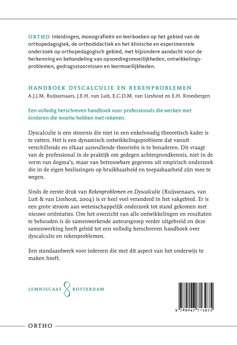 Ortho - Handboek dyscalculie en rekenproblemen - back cover
