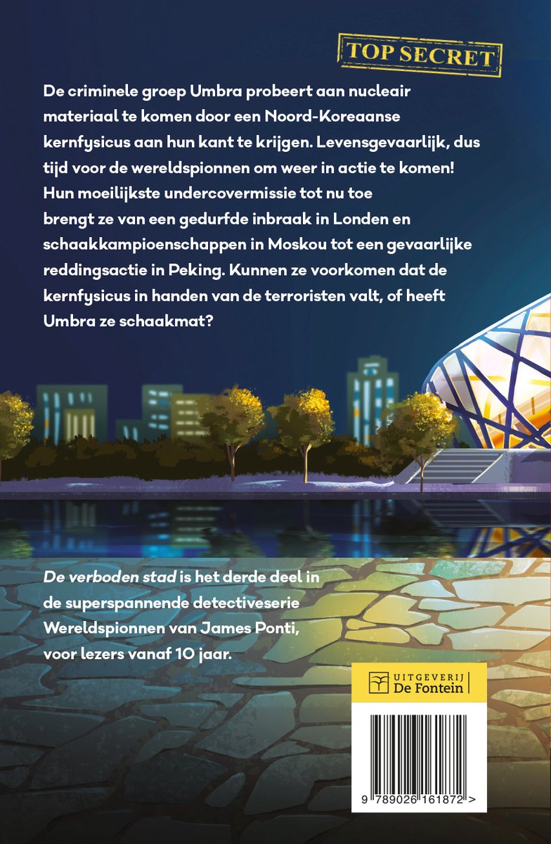 Boekomslag met de titel "De verboden stad" en een silhouet van een stadion.