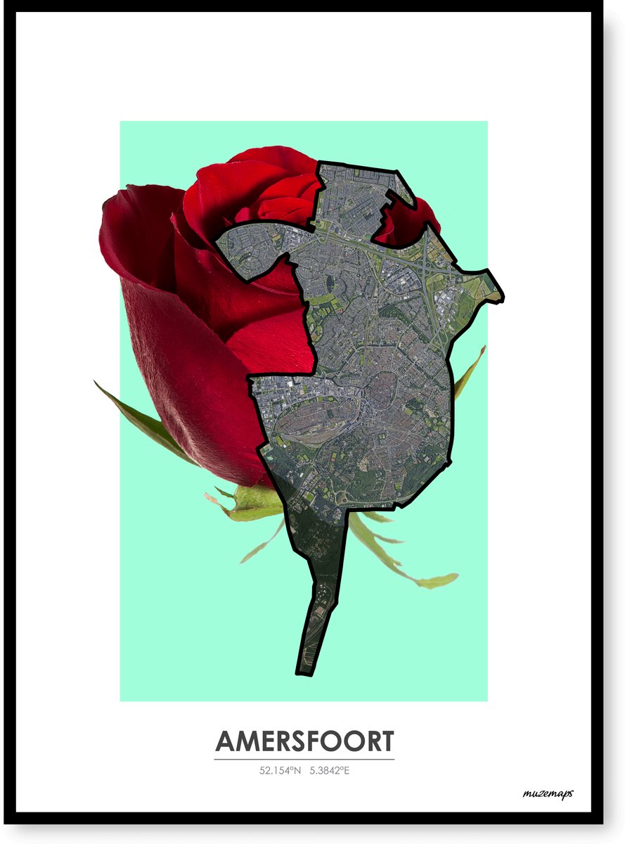 Poster Amersfoort - Handgemaakte stadskaart - Pop-Art Design - B2 (50 x 70 cm) - MuzeMaps