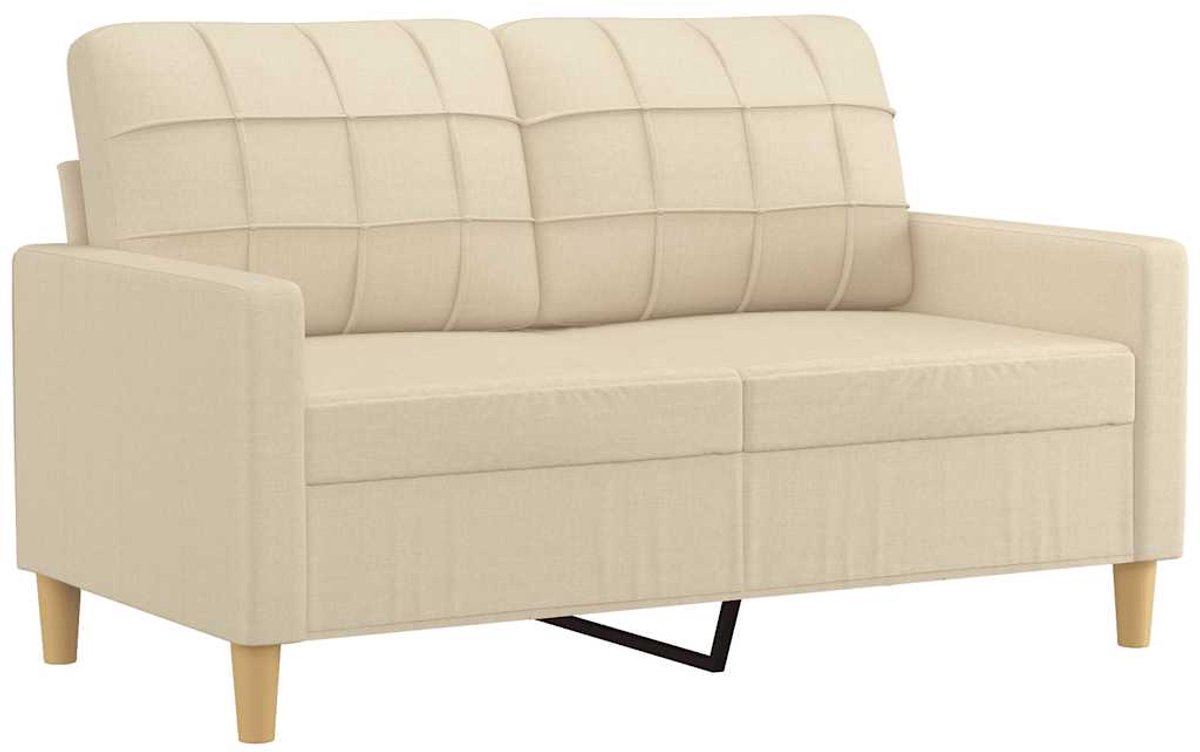 vidaXL Tweezitsbank - 120 - cm - stof - crèmekleurig