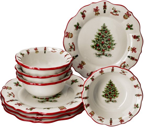 8-delige Maestro Natale kerstdinerset voor 4 personen van keramiek - 4x 2023/18 & 4x 965/29