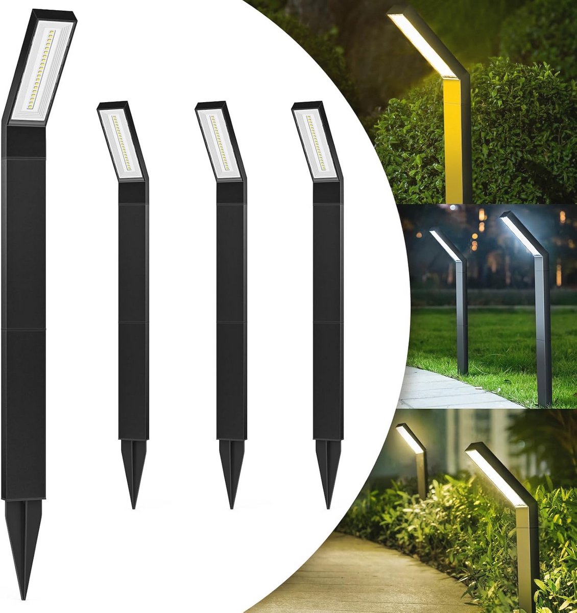 4 stuks heldere buitentuinverlichting - waterdicht IP65, 6 lichtmodi voor tuin, gazon, pad en oprit
