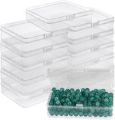Belle Vous Klein Helder Plastic Opslag Dozen Containers met Scharnier Deksels (12 Pak) – L11,2 x B8,3 x H2,8cm – Mini Doosjes Voor Pillen, Kralen, Sieraden & Hobby Items