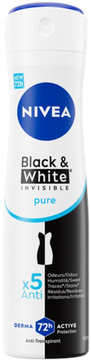 Goedkoopste 3x Nivea Deodorant Spray Invisible For Black & White Pure 150 ml
