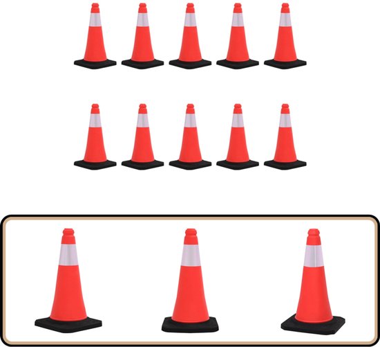 Veiligheidskegel, 75 X 37 X 37 Cm Verkeerskegel, Oranje PVC Bouwkegel, Reflecterende Kraag Road Cone P 010835501087