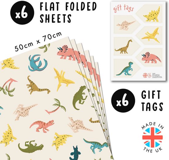 Cadeaupapier Coated Dino 70cm x 200meter Krabbendam Kadoverpakking Cadeaupapier Coated Dino 70cm x 200meter Krabbendam Kadoverpakking