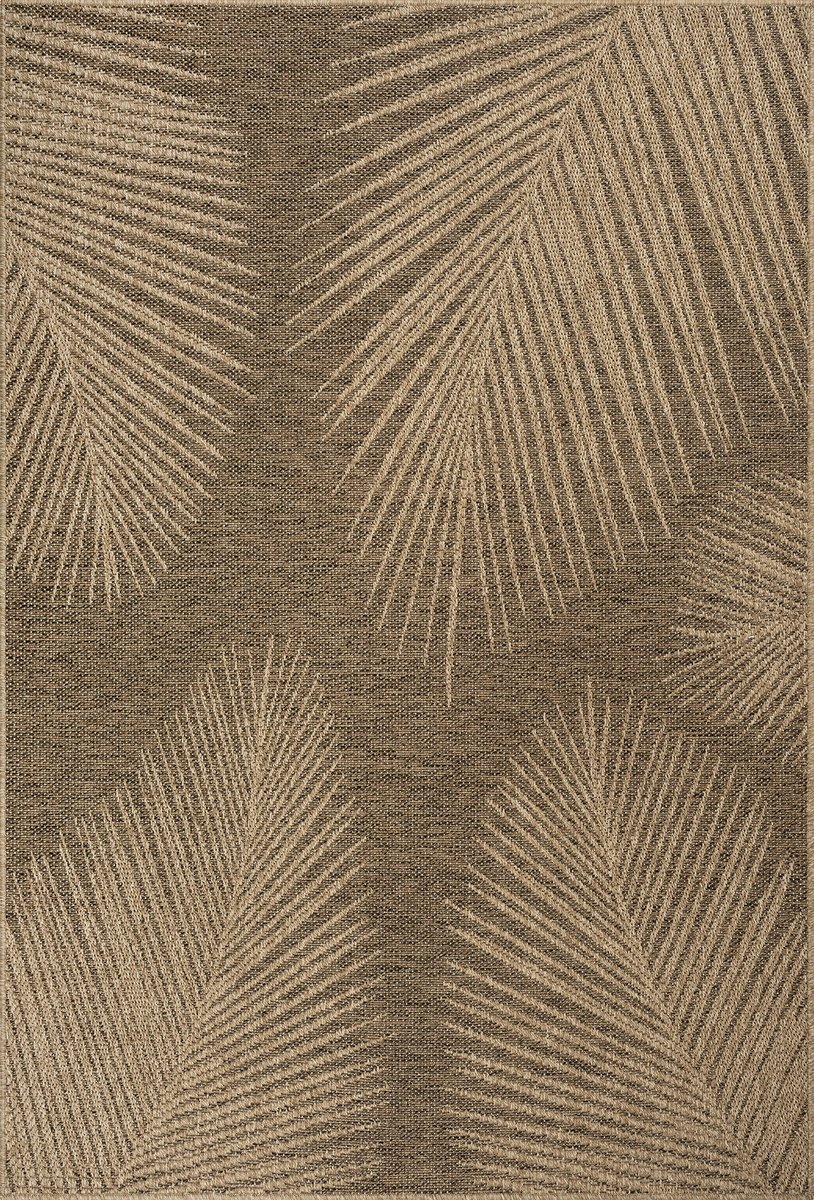 the carpet Kansas – weerbestendig buitenkleed met antisliprug, duurzaam & onderhoudsvriendelijk, naturel met palmmotief 240 x 340 cm