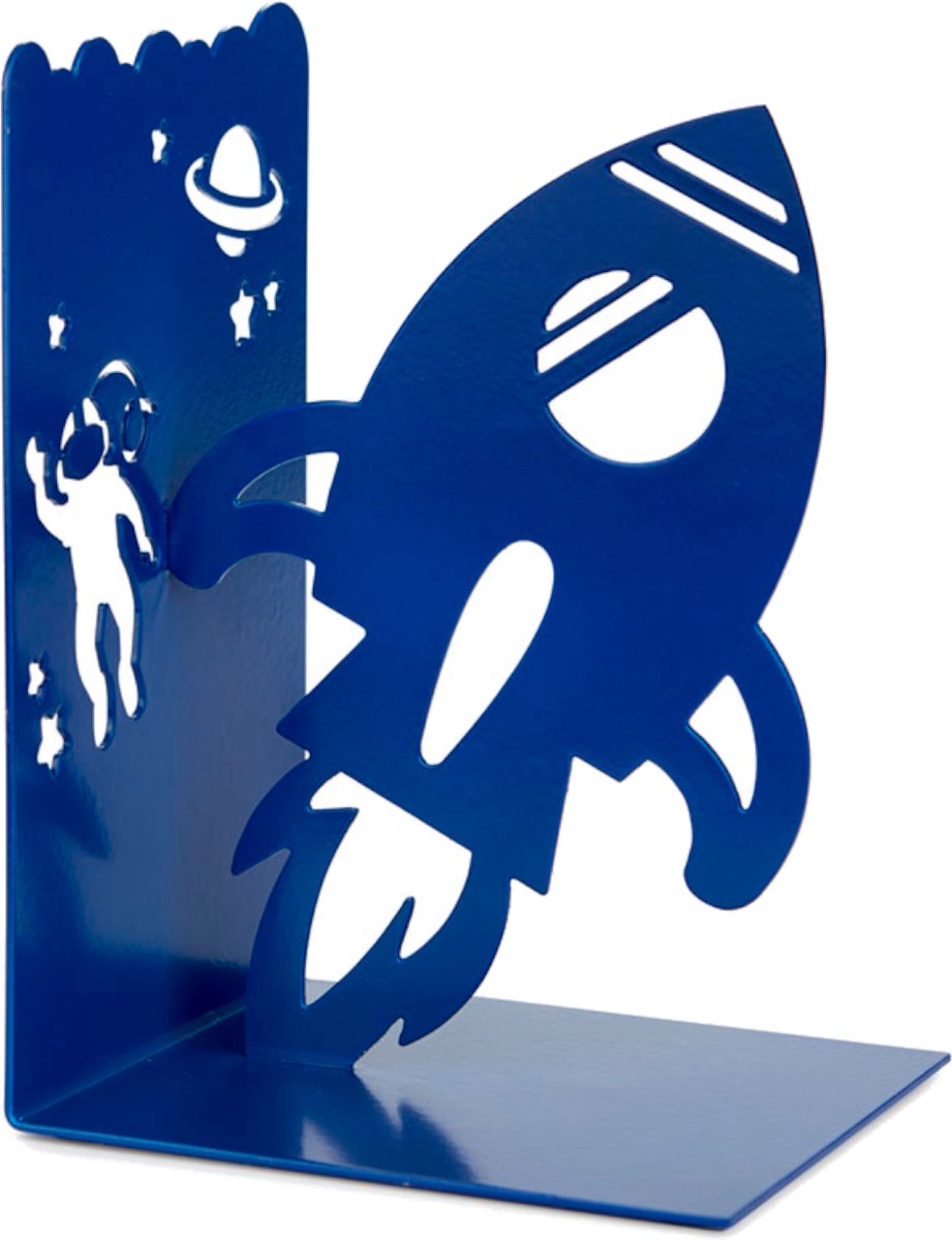 Balvi Boekensteun Space Walk - Blauw - Metaal