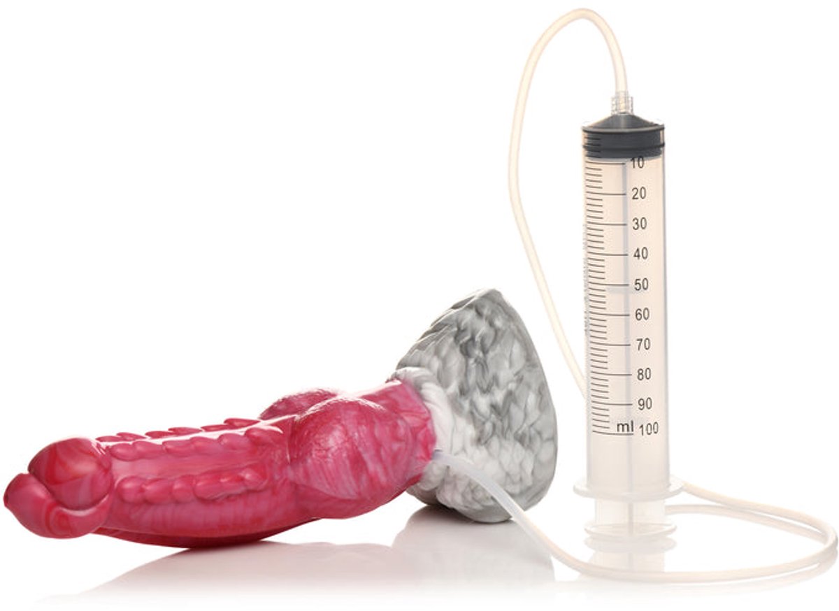 XR Brands - Resurrector Phoenix Spuitende Siliconen Dildo - Rood/Wit
