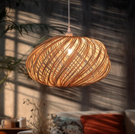 Natuurlijke hanglamp van gevlochten rotan, lampenkap voor plafond- of