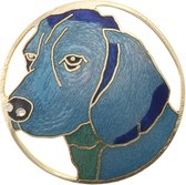 Behave® Broche hond rond blauw emaille 4 cm