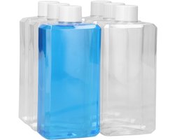 6 x 500 ml moderne rechthoekige fles PET transparant + Schroefdop wit - PET Kunststof BPA-vrij - Plastic Flessen Navulbaar - Met Dop - Lege Flessen - 6 stuks