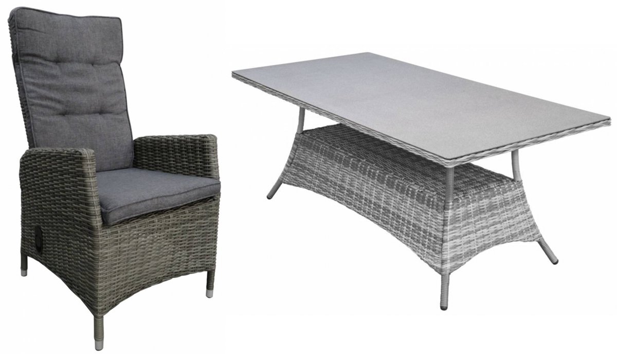 5-delige tuinset | 4 Kos verstelbare tuinstoelen (AG) | 160cm tuintafel (Keramiek)