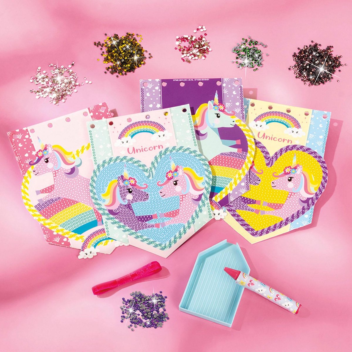 Totum Unicorn knutselkoffer 2-in-1 knutselset armbandjes maken en diamond painting - creatief speelgoed meisjes vanaf 5 jaar cadeau tip knutselen sieradenpakket — afbeelding 3