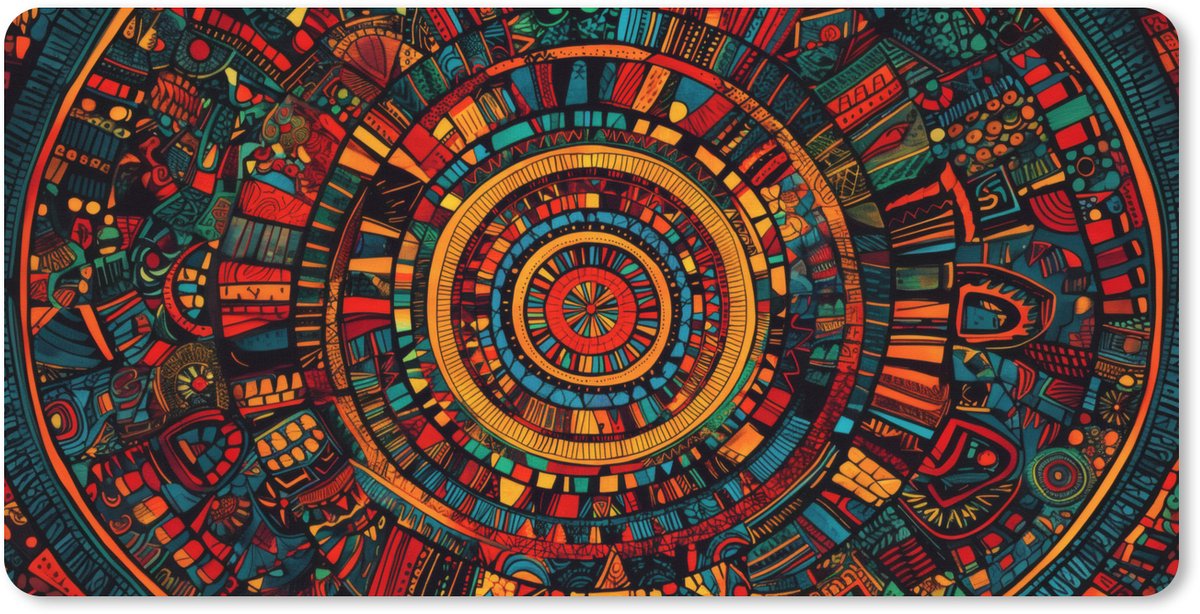 Muismat XXL 100x50 cm - Bureau onderlegger - Bureau mat Mandala - Cirkels - Patronen - Bureaumat - Gaming mousepad xl - Bureaulegger groot - Computer deskmat
